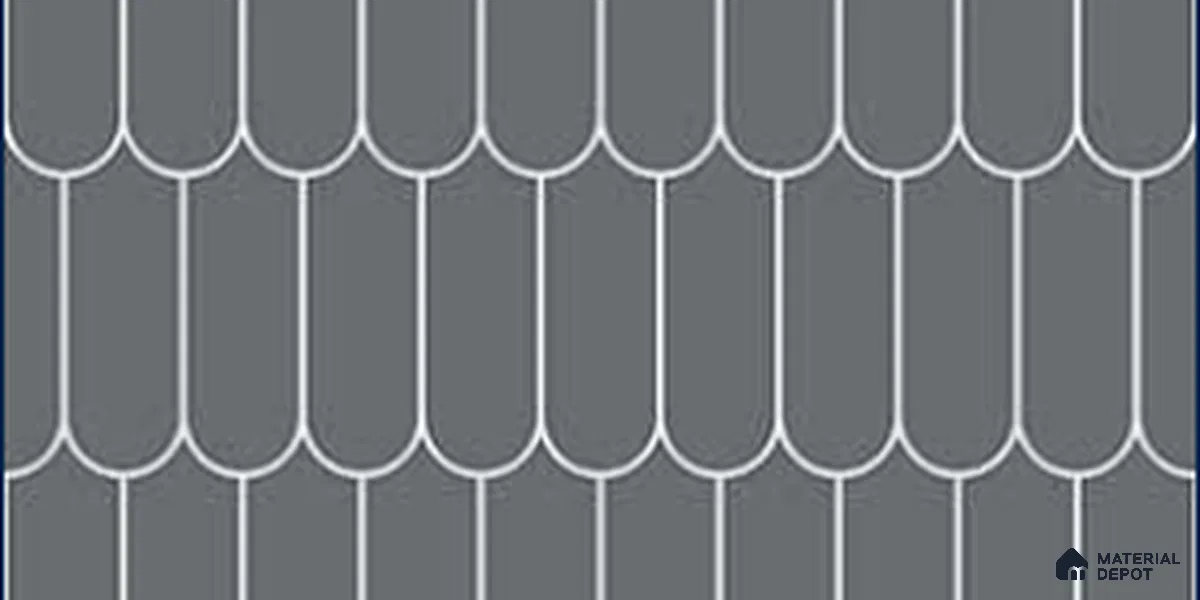 Faux Subway Wall Tile TL 11278 Graphite Scallop 2 ft x 1 ft Ceramic Glossy Finish Tile - 9 mm | Suitable For Bathroom, Balcony & Kitchen Backsplash