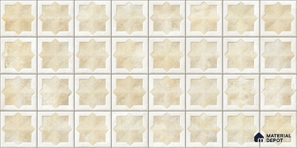 Patterned Wall Tile TL 11267 Sandstone Star 2 ft x 1 ft Ceramic Granulla Finish Tile - 9 mm | Suitable For Bathroom, Balcony & Kitchen Backsplash