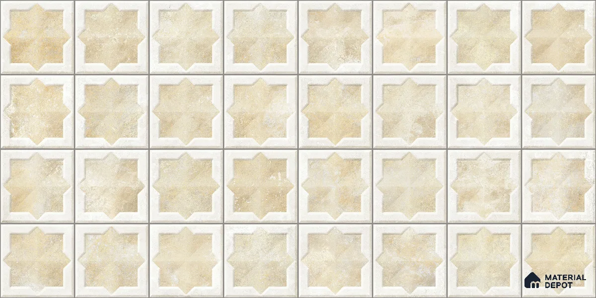 Patterned Wall Tile TL 11267 Sandstone Star 2 ft x 1 ft Ceramic Granulla Finish Tile - 9 mm | Suitable For Bathroom, Balcony & Kitchen Backsplash (Sample)