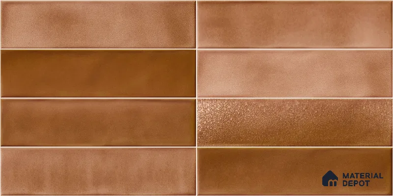 Faux Subway Wall Tile TL 11226 Copper Drift 2 ft x 1 ft Ceramic Glossy Finish Tile - 9 mm | Suitable For Bathroom, Dining Area, Kitchen Backsplash