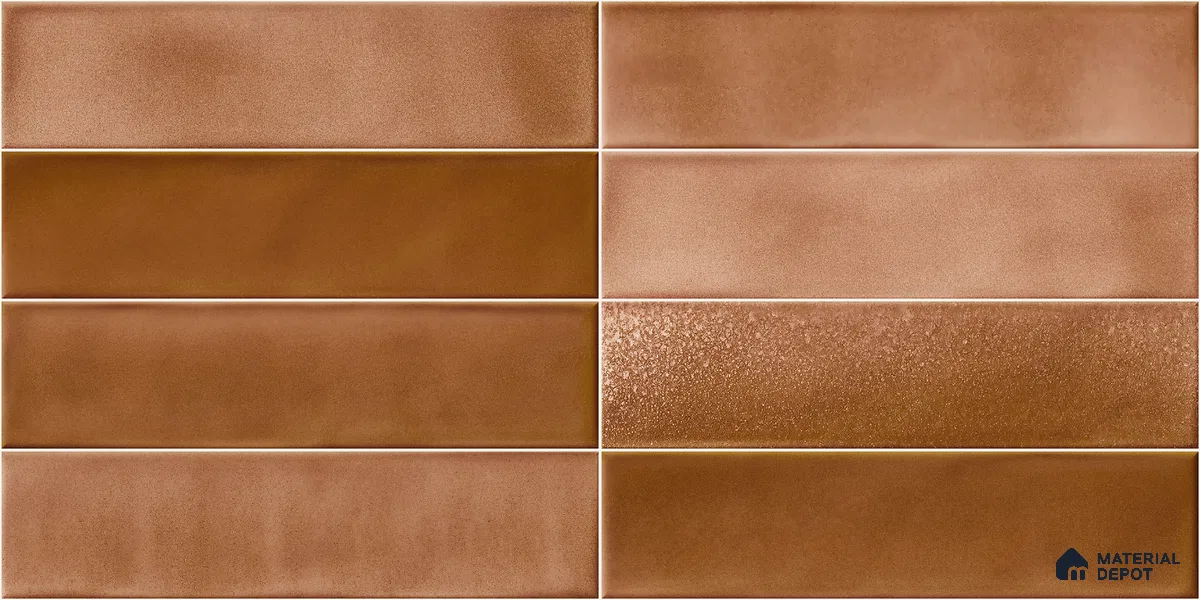 Faux Subway Wall Tile TL 11226 Copper Drift 2 ft x 1 ft Ceramic Glossy Finish Tile - 9 mm | Suitable For Bathroom, Dining Area, Kitchen Backsplash