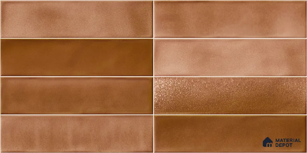 Faux Subway Wall Tile TL 11226 Copper Drift 2 ft x 1 ft Ceramic Glossy Finish Tile - 9 mm | Suitable For Bathroom, Dining Area, Kitchen Backsplash