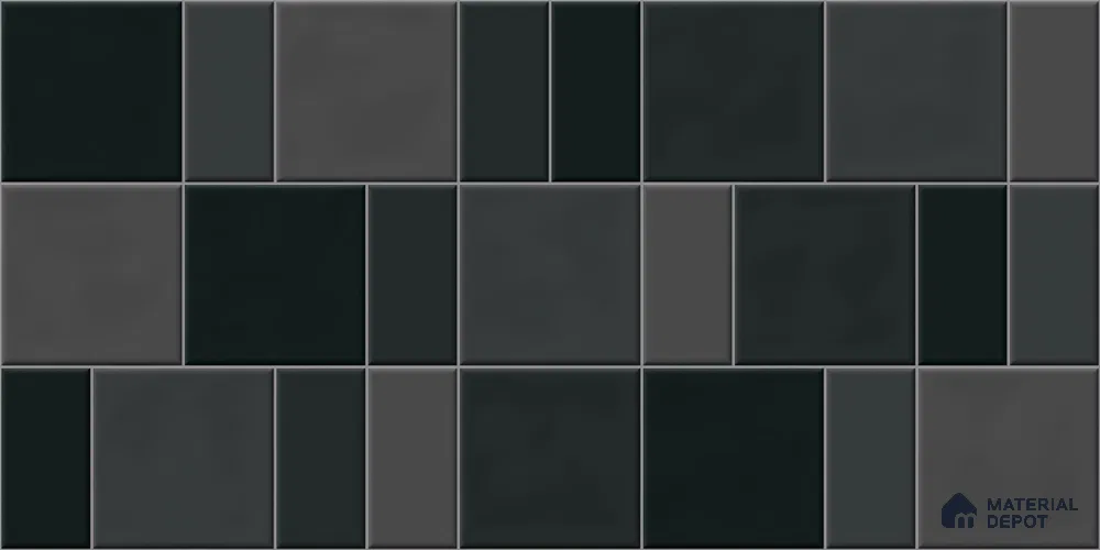 Faux Subway Wall Tile TL 11239 Graphite Matrix 2 ft x 1 ft Ceramic Glossy Finish Tile - 9 mm | Suitable For Bathroom, Balcony & Kitchen Backsplash