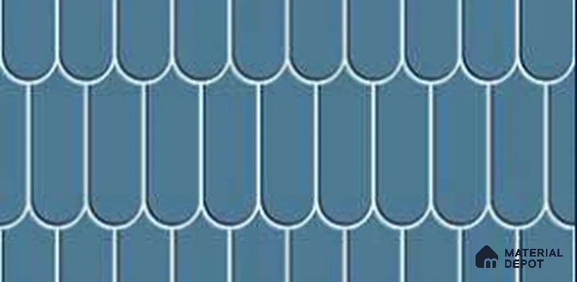 Faux Subway Wall Tile TL 11275 Azure Scallop 2 ft x 1 ft Ceramic Glossy Finish Tile - 9 mm | Suitable For Bathroom, Dining Area, Kitchen Backsplash