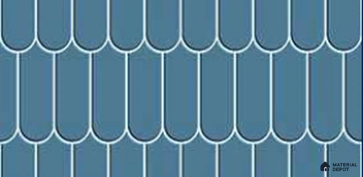 Faux Subway Wall Tile TL 11275 Azure Scallop 2 ft x 1 ft Ceramic Glossy Finish Tile - 9 mm | Suitable For Bathroom, Dining Area, Kitchen Backsplash