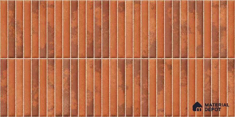 Faux Kitkat Subway Wall Tile TL 11684 G Rustic Ember 2 ft x 1 ft Ceramic Glossy Finish Tile - 9 mm | Suitable For Bathroom, Dining Area, Kitchen Backsplash