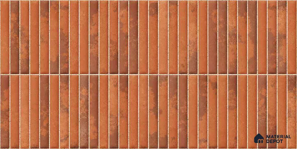 Faux Kitkat Subway Wall Tile TL 11684 G Rustic Ember 2 ft x 1 ft Ceramic Glossy Finish Tile - 9 mm | Suitable For Bathroom, Balcony & Kitchen Backsplash