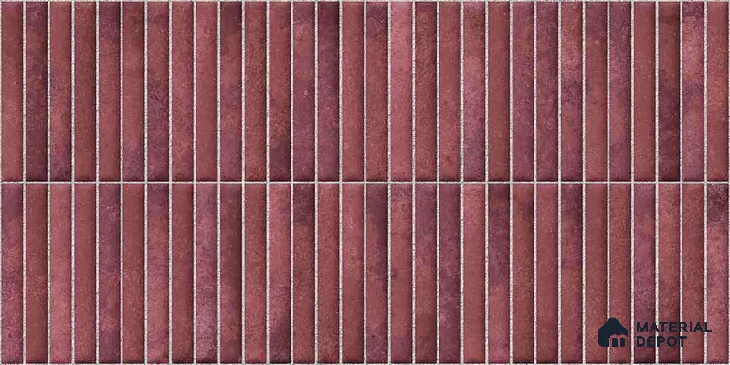 Faux Kitkat Subway Wall Tile TL 11684 D Plum Linear 2 ft x 1 ft Ceramic Glossy Finish Tile - 9 mm | Suitable For Bathroom, Dining Area, Kitchen Backsplash