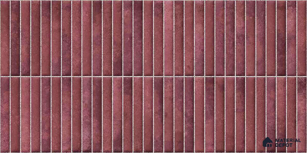 Faux Kitkat Subway Wall Tile TL 11684 D Plum Linear 2 ft x 1 ft Ceramic Glossy Finish Tile - 9 mm | Suitable For Bathroom, Balcony & Kitchen Backsplash