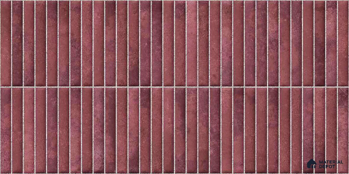 Faux Kitkat Subway Wall Tile TL 11684 D Plum Linear 2 ft x 1 ft Ceramic Glossy Finish Tile - 9 mm | Suitable For Bathroom, Dining Area, Kitchen Backsplash