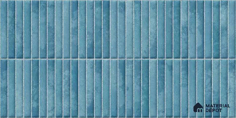 Faux Kitkat Subway Wall Tile TL 11684 C Azure Stria 2 ft x 1 ft Ceramic Glossy Finish Tile - 9 mm | Suitable For Bathroom, Balcony & Kitchen Backsplash