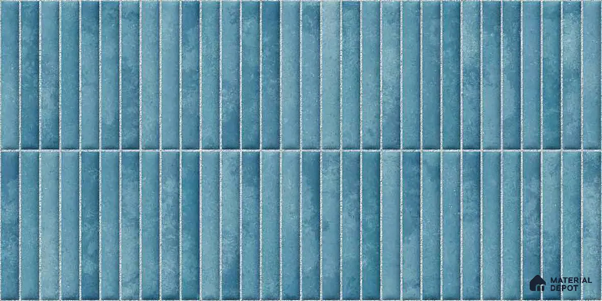 Faux Kitkat Subway Wall Tile TL 11684 C Azure Stria 2 ft x 1 ft Ceramic Glossy Finish Tile - 9 mm | Suitable For Bathroom, Balcony & Kitchen Backsplash