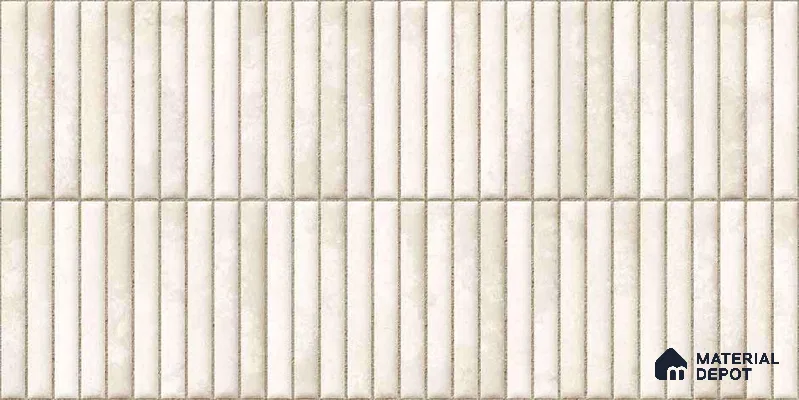 Faux Kitkat Subway Wall Tile TL 11684 Ivory Stria 2 ft x 1 ft Ceramic Glossy Finish Tile - 9 mm | Suitable For Bathroom, Balcony & Kitchen Backsplash