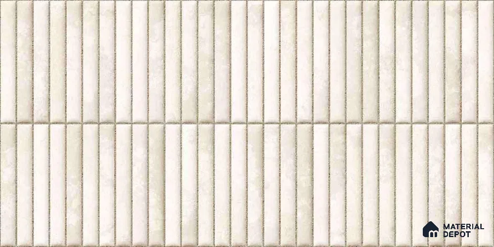 Faux Kitkat Subway Wall Tile TL 11684 Ivory Stria 2 ft x 1 ft Ceramic Glossy Finish Tile - 9 mm | Suitable For Bathroom, Dining Area, Kitchen Backsplash