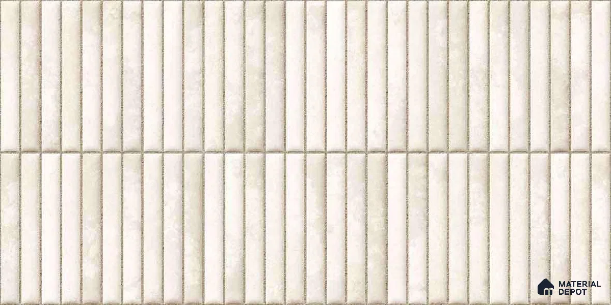 Faux Kitkat Subway Wall Tile TL 11684 Ivory Stria 2 ft x 1 ft Ceramic Glossy Finish Tile - 9 mm | Suitable For Bathroom, Balcony & Kitchen Backsplash