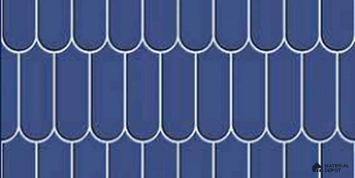 Faux Subway Wall Tile TL 11280 Indigo Scallop 2 ft x 1 ft Ceramic Glossy Finish Tile - 9 mm | Suitable For Bathroom, Balcony & Kitchen Backsplash