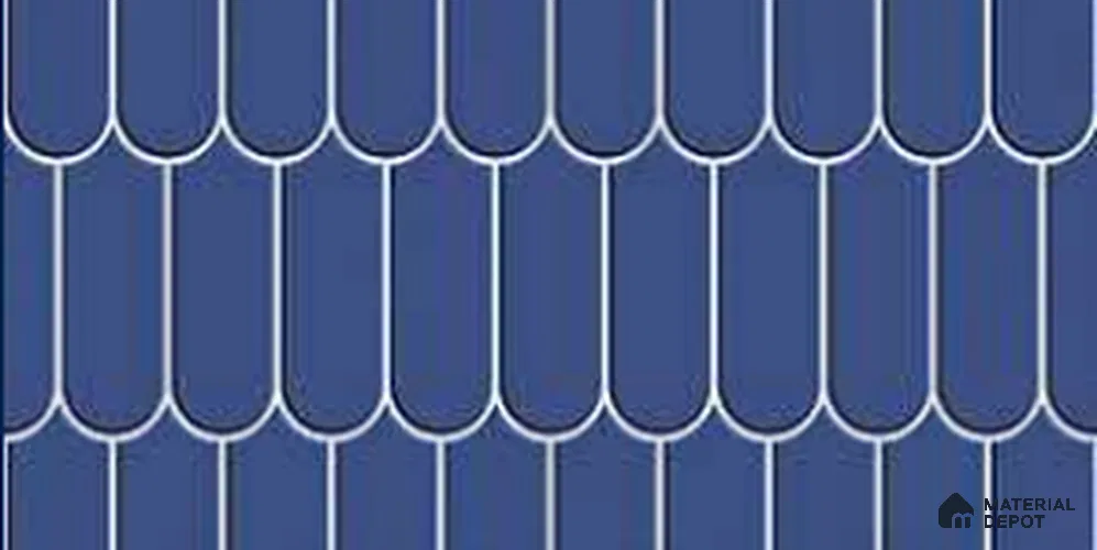 Faux Subway Wall Tile TL 11280 Indigo Scallop 2 ft x 1 ft Ceramic Glossy Finish Tile - 9 mm | Suitable For Bathroom, Dining Area, Kitchen Backsplash
