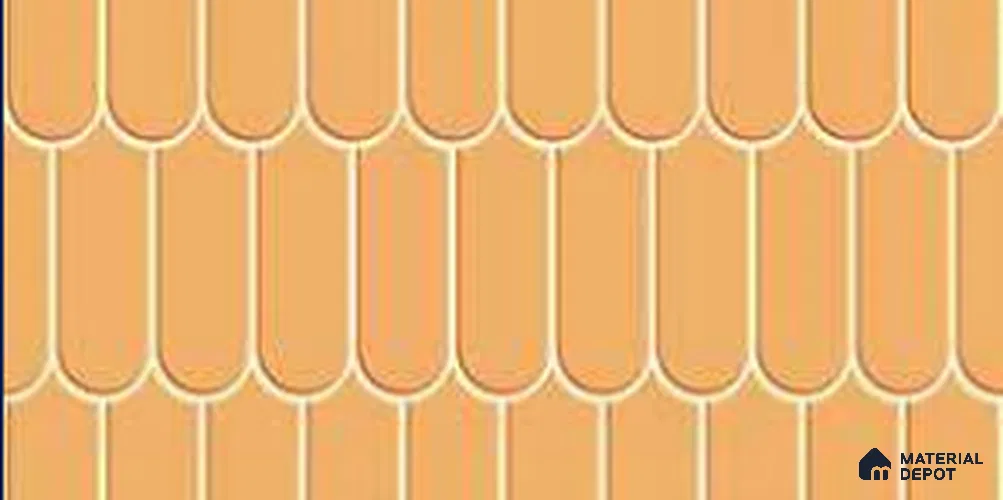 Faux Subway Wall Tile TL 11282 Amber Scallop 2 ft x 1 ft Ceramic Glossy Finish Tile - 9 mm | Suitable For Bathroom, Dining Area, Kitchen Backsplash