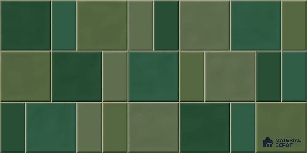 Faux Subway Wall Tile TL 11235 Verdant Mosaic 2 ft x 1 ft Ceramic Glossy Finish Tile - 9 mm | Suitable For Bathroom, Balcony & Kitchen Backsplash