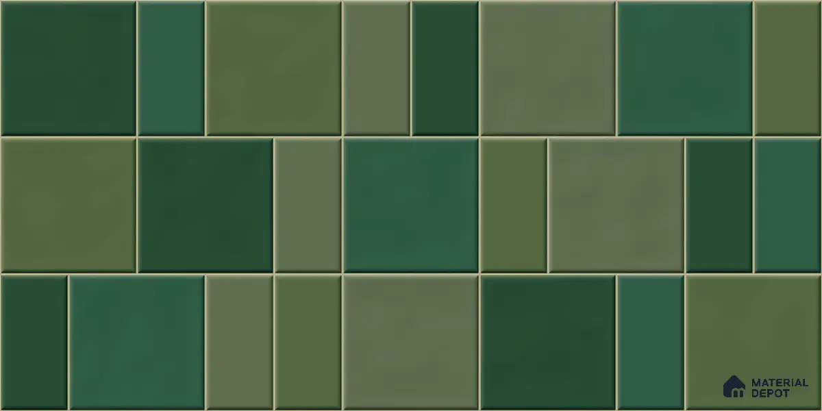 Faux Subway Wall Tile TL 11235 Verdant Mosaic 2 ft x 1 ft Ceramic Glossy Finish Tile - 9 mm | Suitable For Bathroom, Balcony & Kitchen Backsplash