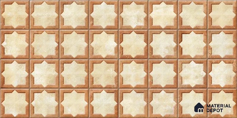 Faux Subway Wall Tile TL 11273 Sienna Star 2 ft x 1 ft Ceramic Granulla Finish Tile - 9 mm | Suitable For Bathroom, Balcony & Kitchen Backsplash (Sample)