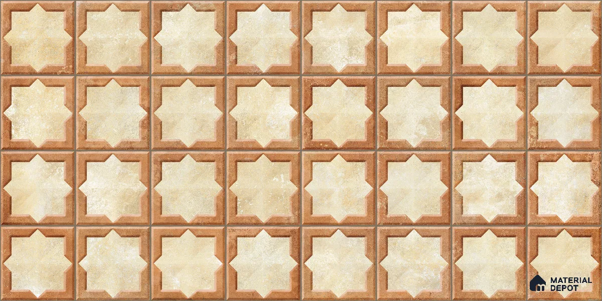 Faux Subway Wall Tile TL 11273 Sienna Star 2 ft x 1 ft Ceramic Granulla Finish Tile - 9 mm | Suitable For Bathroom, Balcony & Kitchen Backsplash (Sample)