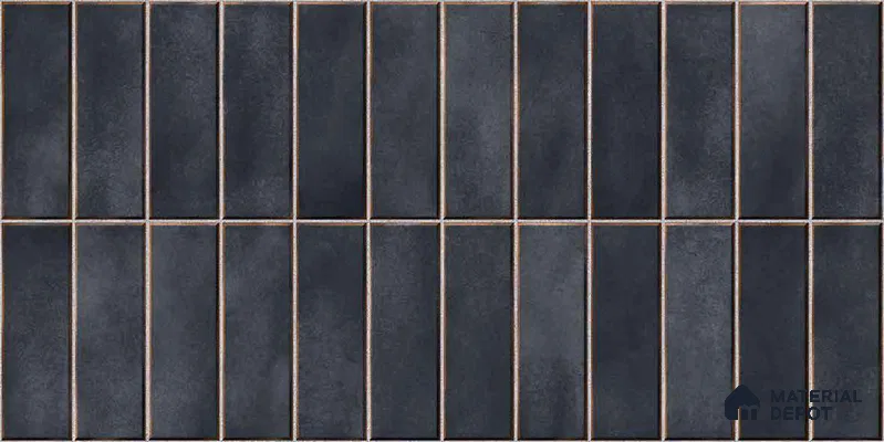 Faux Subway Wall Tile TL 11681 B Graphite Ridge 2 ft x 1 ft Ceramic Glossy Finish Tile - 9 mm | Suitable For Bathroom, Dining Area, Kitchen Backsplash