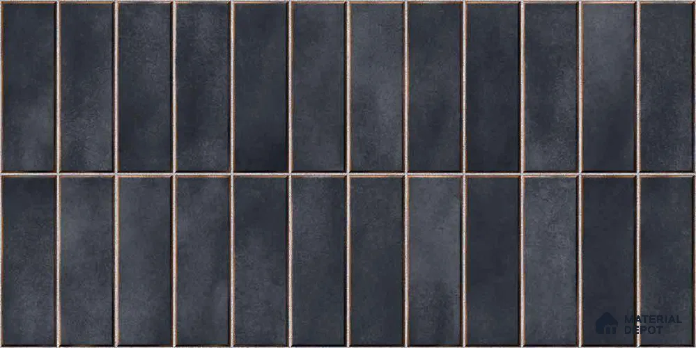 Faux Subway Wall Tile TL 11681 B Graphite Ridge 2 ft x 1 ft Ceramic Glossy Finish Tile - 9 mm | Suitable For Bathroom, Dining Area, Kitchen Backsplash
