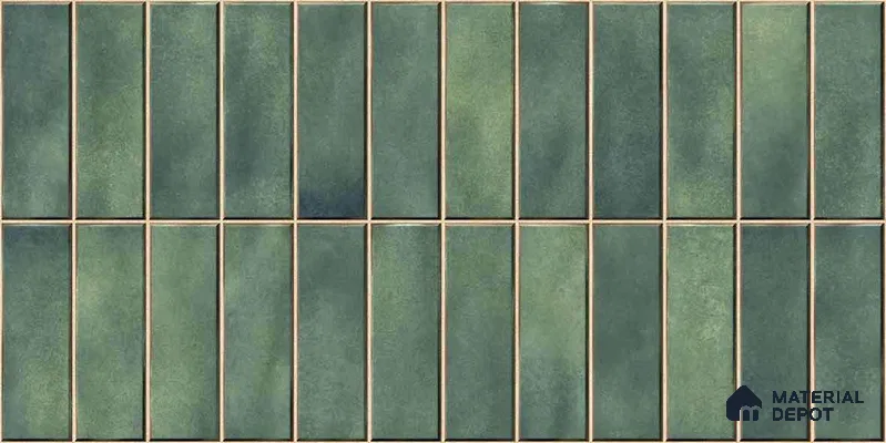 Faux Subway Wall Tile TL 11681 D Moss Kitkat 2 ft x 1 ft Ceramic Glossy Finish Tile - 9 mm | Suitable For Bathroom, Balcony & Kitchen Backsplash