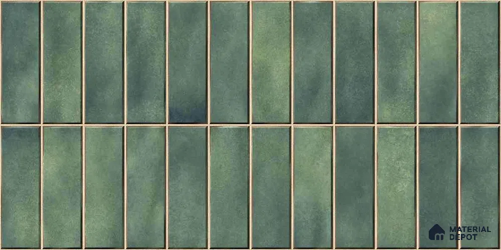 Faux Subway Wall Tile TL 11681 D Moss Kitkat 2 ft x 1 ft Ceramic Glossy Finish Tile - 9 mm | Suitable For Bathroom, Balcony & Kitchen Backsplash