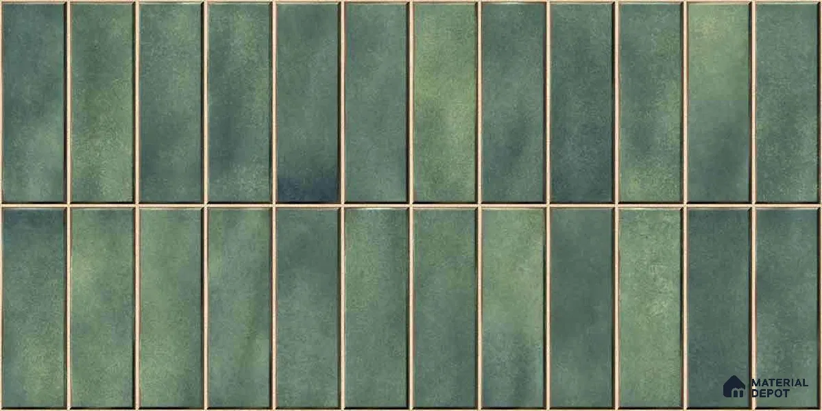 Faux Subway Wall Tile TL 11681 D Moss Kitkat 2 ft x 1 ft Ceramic Glossy Finish Tile - 9 mm | Suitable For Bathroom, Balcony & Kitchen Backsplash