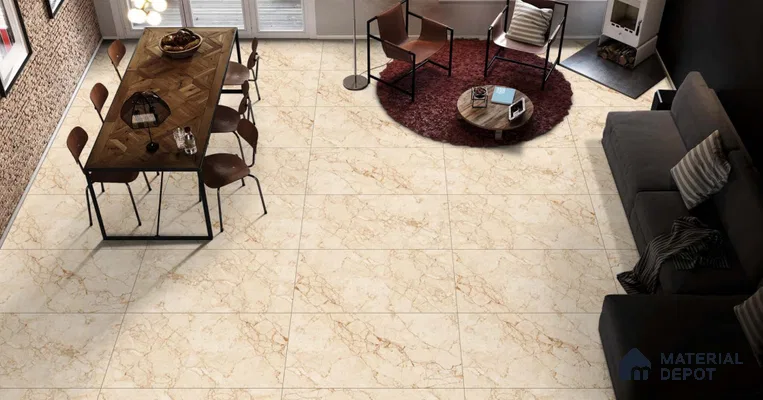 Marble Floor & Wall Tile TL 11066 Sienna Vein | 4 ft x 2 ft Carving Finish Vitrified Tile - 9 mm | 3 Random Design | Suitable For Living Room, Bedroom, Bathroom
