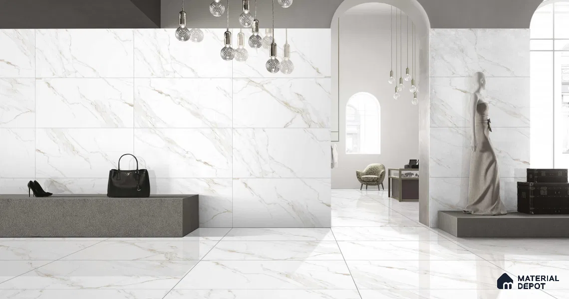 Marble Wall & Floor Tile TL 11430 Valina Vein | 4 ft x 2 ft Glossy Finish Vitrified Tile - 9 mm | Suitable For Living Room, Bedroom, Bathroom