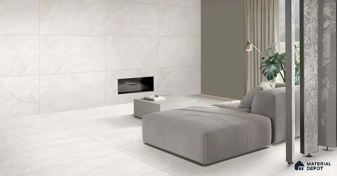 Marble Floor & Wall Tile TL 11067 Alba Veil | 4 ft x 2 ft Carving Finish Vitrified Tile - 9 mm | 6 Random Design | Suitable For Living Room, Bedroom, Bathroom