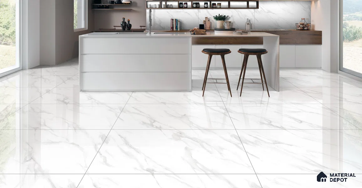 Marble Wall & Floor Tile TL 11036 Luna Stria | 4 ft x 2 ft Glossy Finish Vitrified Tile - 9 mm | 4 Random Design | Suitable For Living Room, Bedroom, Bathroom