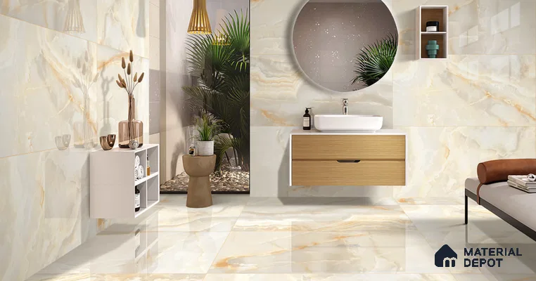 Marble Wall & Floor Tile TL 11439 Auric Cascade | 4 ft x 2 ft Glossy Finish Vitrified Tile - 9 mm | Suitable For Living Room, Bedroom, Bathroom