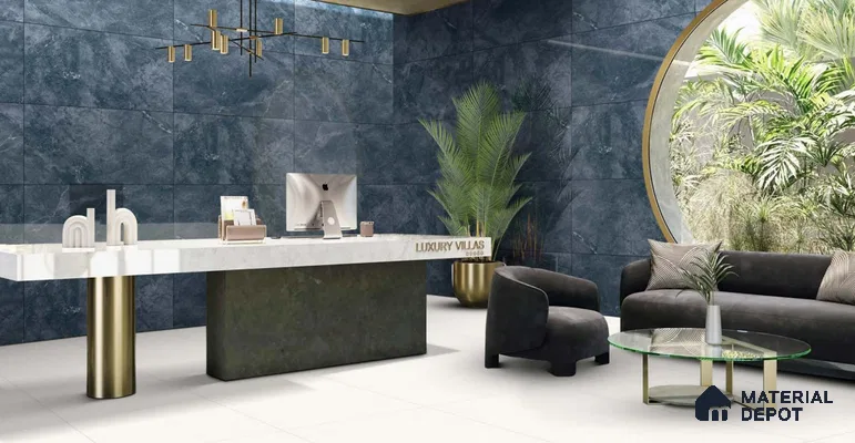 Marble Wall & Floor Tile TL 11041 Baltic Obsidian | 4 ft x 2 ft High Glossy Finish Vitrified Tile - 9 mm | 5 Random Design | Suitable For Living Room, Bedroom, Bathroom