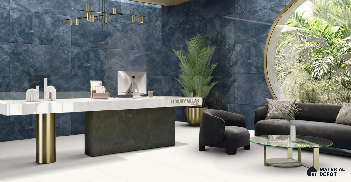 Marble Wall & Floor Tile TL 11041 Baltic Obsidian | 4 ft x 2 ft High Glossy Finish Vitrified Tile - 9 mm | 5 Random Design | Suitable For Living Room, Bedroom, Bathroom