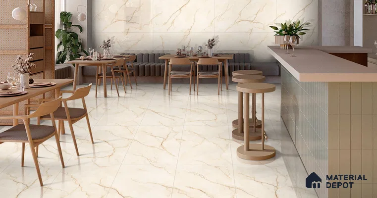 Marble Wall & Floor Tile TL 11035 Sienna Crest | 4 ft x 2 ft Glossy Finish Vitrified Tile - 9 mm | 4 Random Design | Suitable For Living Room, Bedroom, Bathroom