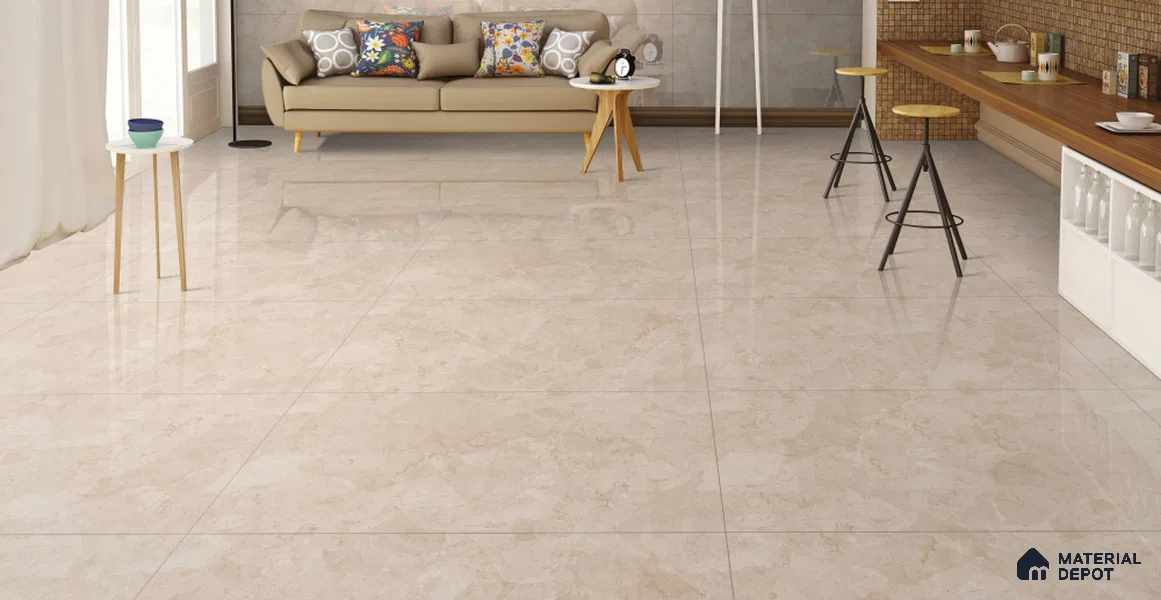 Marble Wall & Floor Tile TL 11038 Siena Tuff | 4 ft x 2 ft Glossy Finish Vitrified Tile - 9 mm | 4 Random Design | Suitable For Living Room, Bedroom, Bathroom
