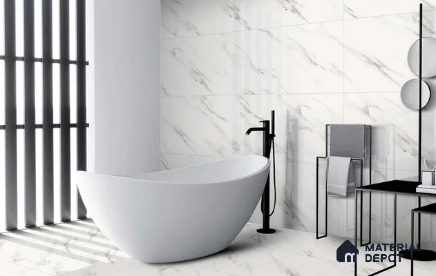 Marble Wall & Floor Tile TL 11023 Alpine Stria | 4 ft x 2 ft Glossy Finish Vitrified Tile - 9 mm | 4 Random Design | Suitable For Living Room, Bedroom, Bathroom