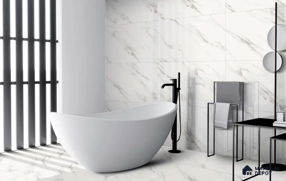 Marble Wall & Floor Tile TL 11023 Alpine Stria | 4 ft x 2 ft Glossy Finish Vitrified Tile - 9 mm | 4 Random Design | Suitable For Living Room, Bedroom, Bathroom