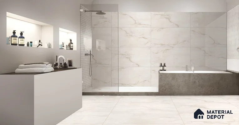 Marble Wall & Floor Tile TL 11022 Solana Vein | 4 ft x 2 ft Carving Finish Vitrified Tile - 9 mm | 6 Random Design | Suitable For Living Room, Bedroom, Bathroom