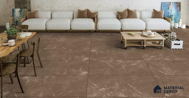 Marble Wall & Floor Tile TL 11048 Umber Cascade | 4 ft x 2 ft Carving Finish Vitrified Tile - 9 mm | 5 Random Design | Suitable For Living Room, Bedroom, Bathroom