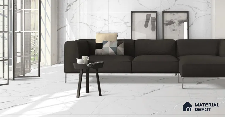 Marble Wall & Floor Tile TL 11029 Luna Cascade | 4 ft x 2 ft Glossy Finish Vitrified Tile - 9 mm | 10 Random Design | Suitable For Living Room, Bedroom, Bathroom