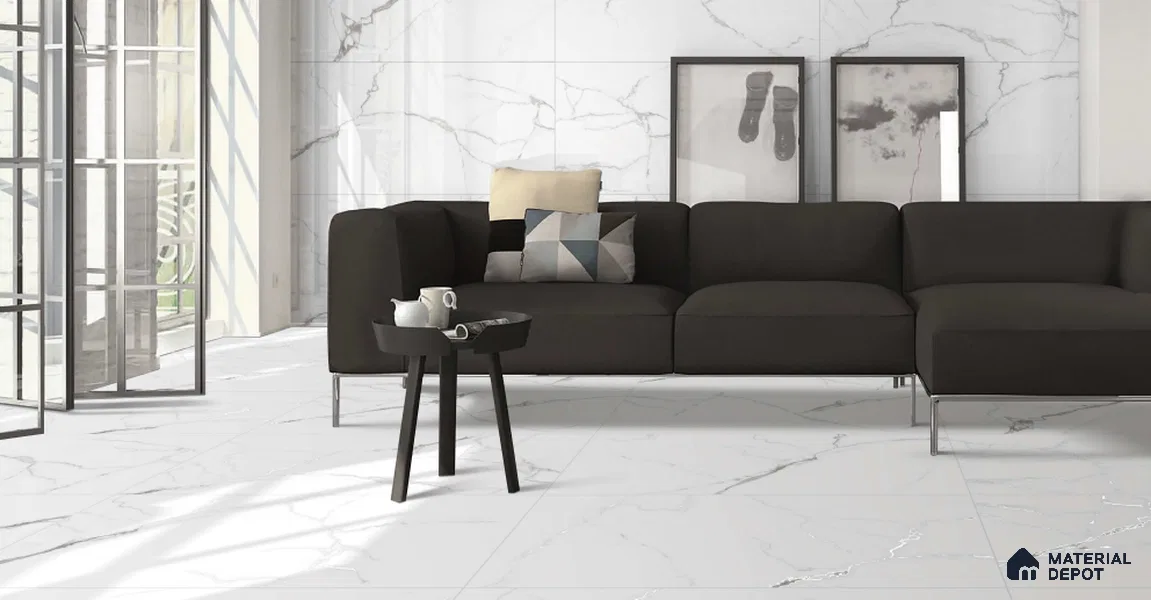 Marble Wall & Floor Tile TL 11029 Luna Cascade | 4 ft x 2 ft Glossy Finish Vitrified Tile - 9 mm | 10 Random Design | Suitable For Living Room, Bedroom, Bathroom