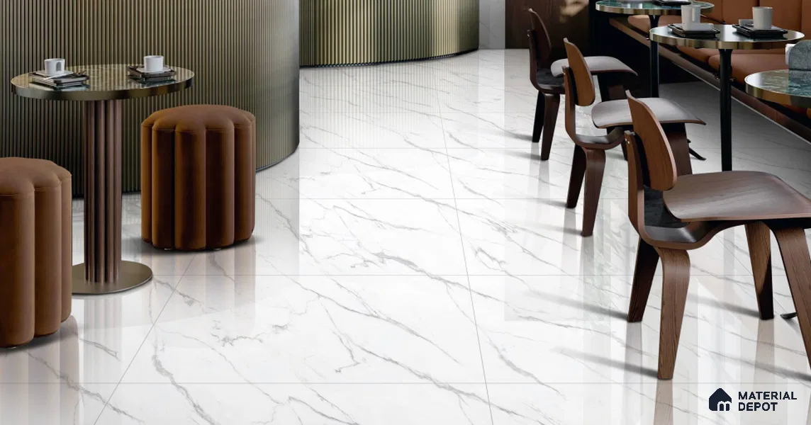 Marble Wall & Floor Tile TL 11037 Alpine Stria | 4 ft x 2 ft Glossy Finish Vitrified Tile - 9 mm | 4 Random Design | Suitable For Living Room, Bedroom, Bathroom