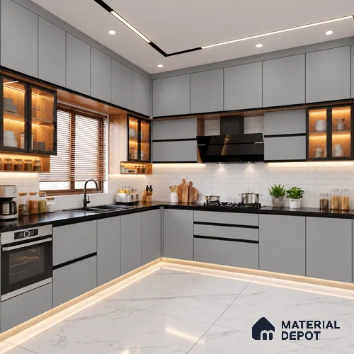 LM 19424 B Cool Grey Solid Color Matte Finish 8 ft x 4 ft Decorative Laminate - 1 mm | Suitable for Living Room, Kitchen, Office