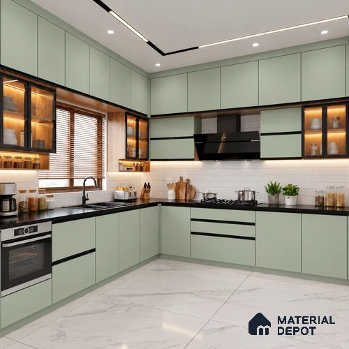 LM 19428 B Light Green Solid Color Matte Finish 8 ft x 4 ft Decorative Laminate - 1 mm | Suitable for Living Room, Kitchen, Office