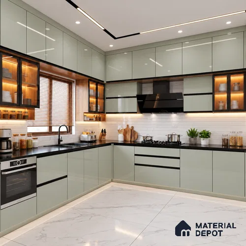 LM 19428 D Olive Solid Color Finish 8 ft x 4 ft Decorative Laminate - 1 mm | Suitable for Living Room, Kitchen, Office
